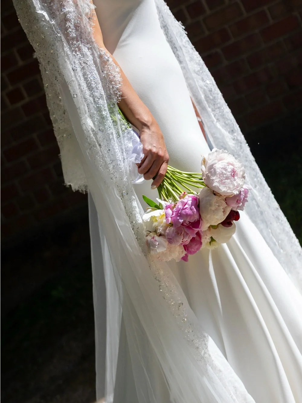 For Love And Lemons White Beaded Bridal Veil